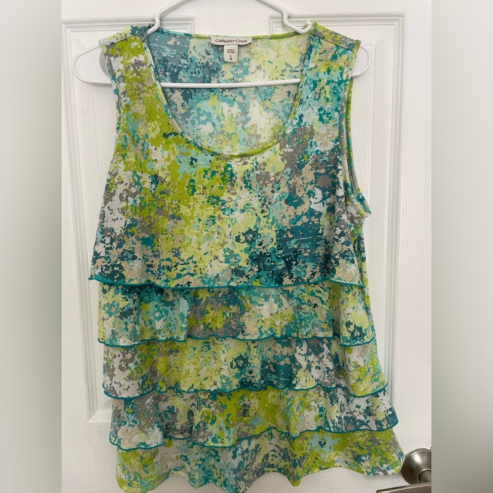 Coldwater Creek womens ruffled Sleeveless top size L